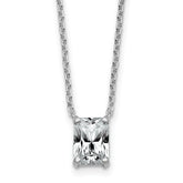 14k White Gold 1 1/2 carat Certified Lab Grown Diamond VS+ F+ Radiant Complete 18 inch Four Prong Pendant Necklace
